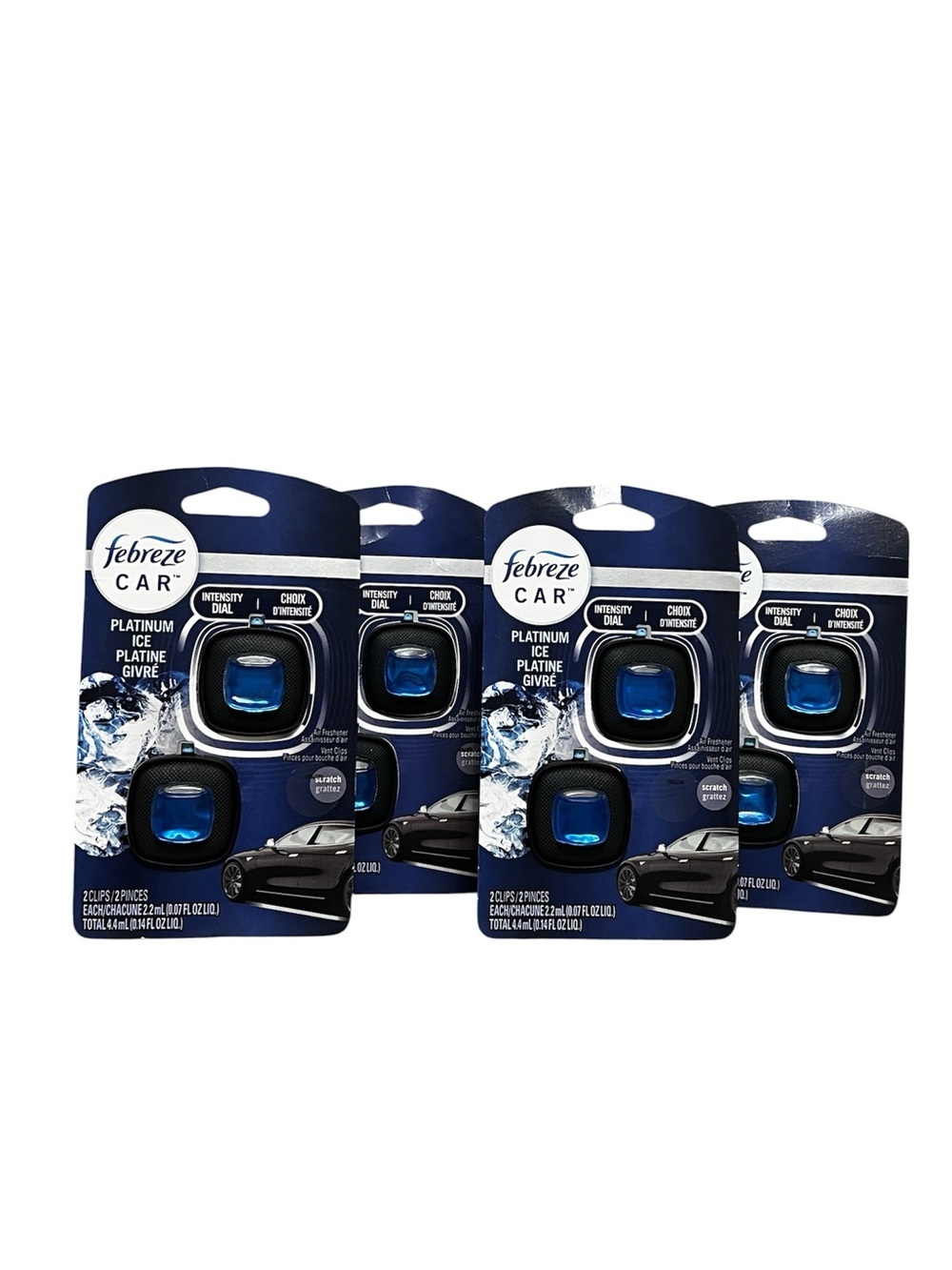 Febreze Car Platinum Ice Vent Clips - Dark Blue Packaging park of 4